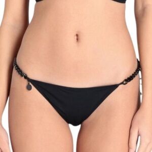 Womens Stella McCartney Swimwear Iconic Chain Tie Side Bikini Bottoms Black XS